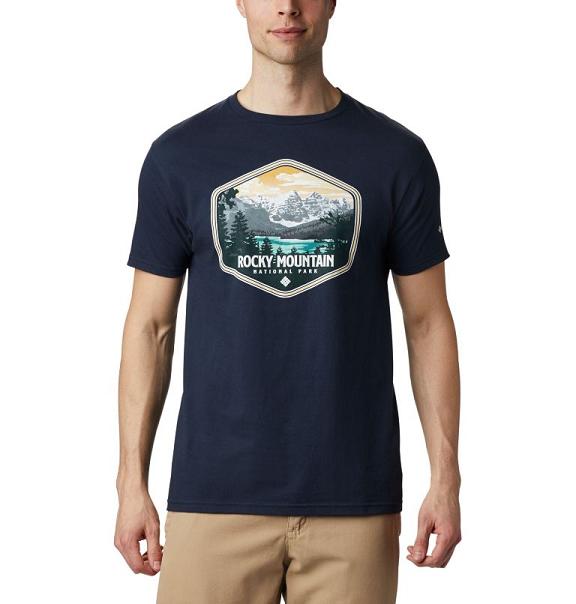 Columbia Pegasus T-Shirt Navy For Men's NZ1537 New Zealand